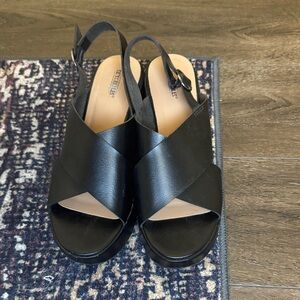 Seychelles Black Cross-Strap Heels